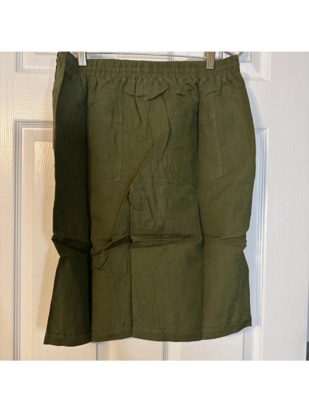 Dr Flax European 100% Linen Bermuda Shorts Mens or Womens S/M Green Pockets NEW